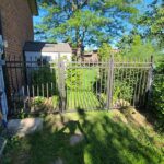 Aluminum Picket Fence Gates-Pewter Aluminum Picket Fence Gates installed in Pickering